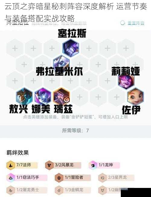 云顶之弈暗星秘刺阵容深度解析 运营节奏与装备搭配实战攻略