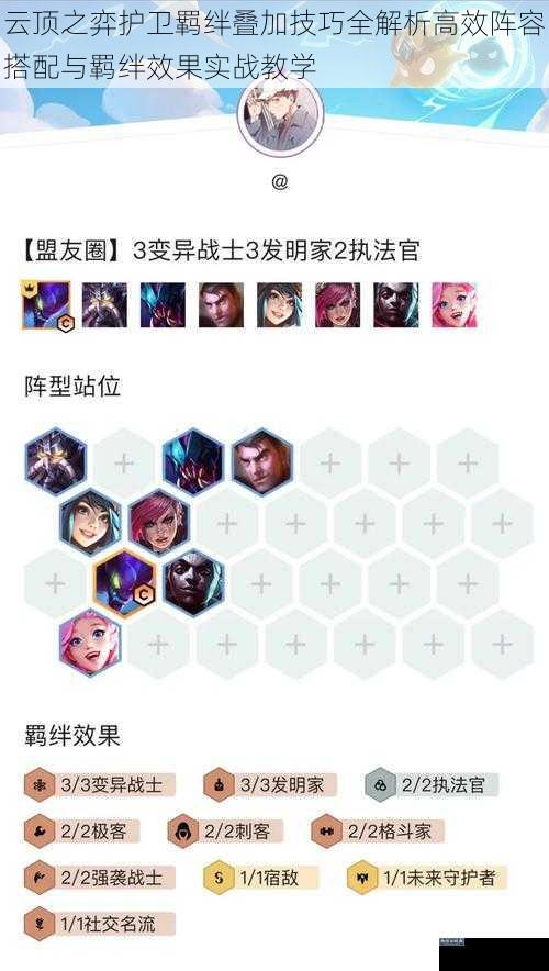 云顶之弈护卫羁绊叠加技巧全解析高效阵容搭配与羁绊效果实战教学