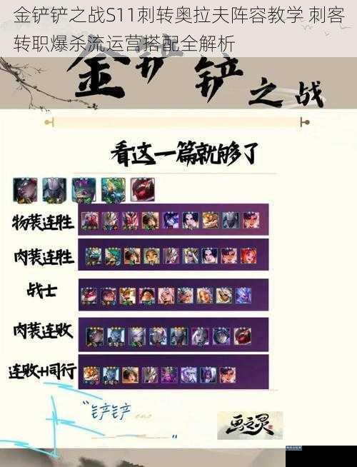 金铲铲之战S11刺转奥拉夫阵容教学 刺客转职爆杀流运营搭配全解析